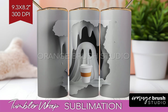 3D Halloween Tumbler Wrap - Spooky Tumbler Sublimation Sublimation OrangeBrushStudio 