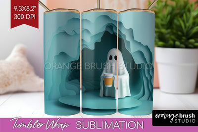3D Halloween Tumbler Wrap - Spooky Tumbler Sublimation Sublimation OrangeBrushStudio 