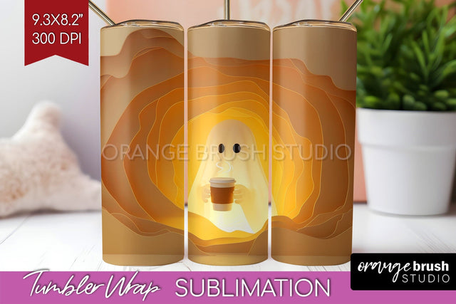 3D Halloween Tumbler Wrap - Spooky Tumbler Sublimation Sublimation OrangeBrushStudio 