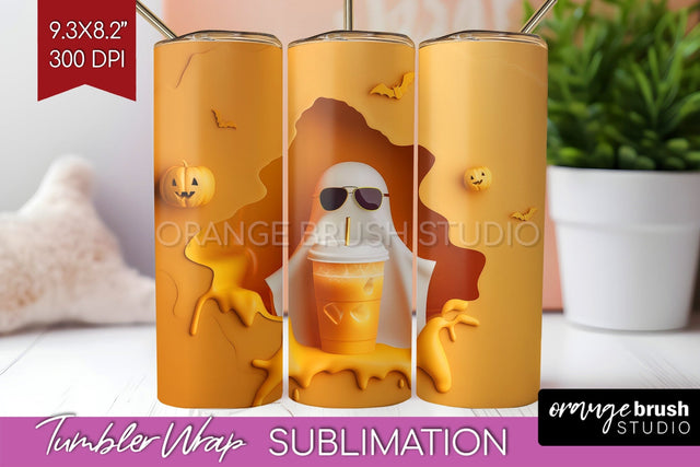 3D Halloween Tumbler Wrap - Spooky Tumbler Sublimation Sublimation OrangeBrushStudio 