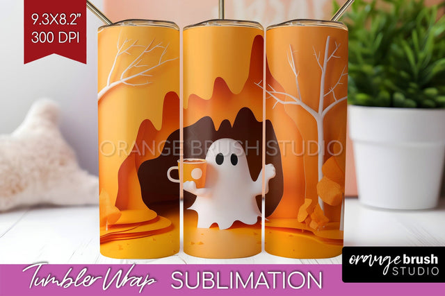 3D Halloween Tumbler Wrap - Spooky Tumbler Sublimation Sublimation OrangeBrushStudio 