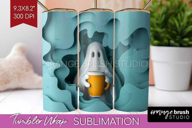 3D Halloween Tumbler Wrap - Spooky Tumbler Sublimation Sublimation OrangeBrushStudio 