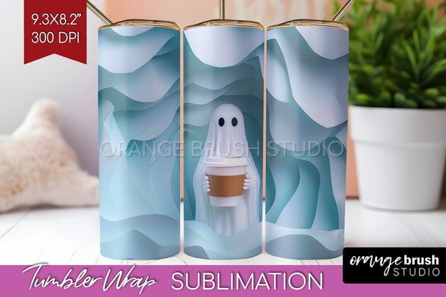 3D Halloween Tumbler Wrap - Spooky Tumbler Sublimation Sublimation OrangeBrushStudio 