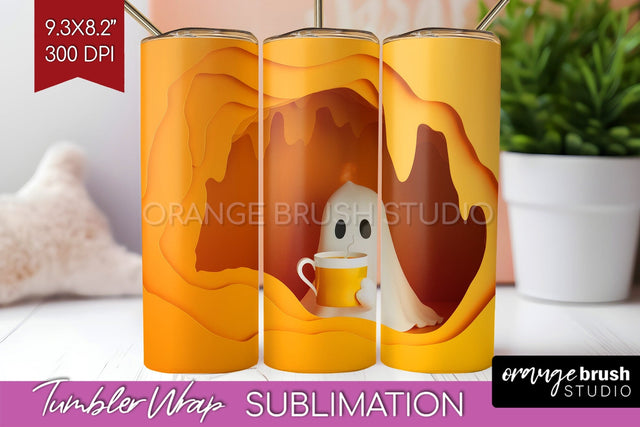 3D Halloween Tumbler Wrap - Spooky Tumbler Sublimation Sublimation OrangeBrushStudio 