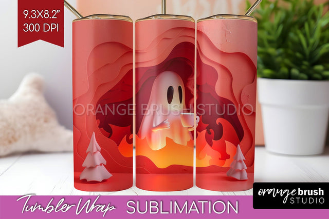 3D Halloween Tumbler Wrap - Spooky Tumbler Sublimation Sublimation OrangeBrushStudio 