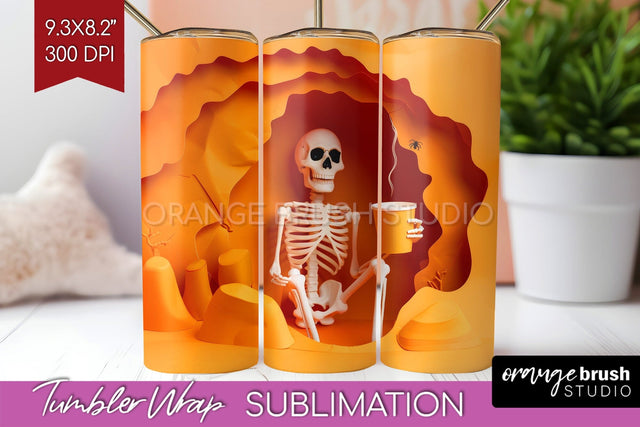 3D Halloween Tumbler Wrap - Spooky Tumbler Sublimation Sublimation OrangeBrushStudio 