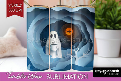 3D Halloween Tumbler Wrap - Spooky Tumbler Sublimation Sublimation OrangeBrushStudio 