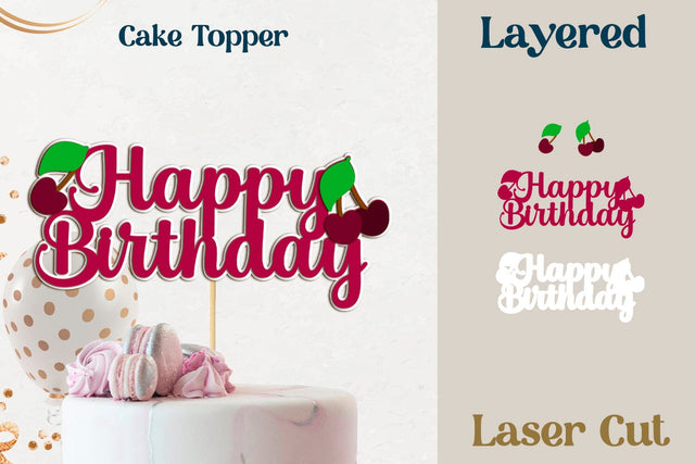 3d Happy Birthday cake topper, Layered Birthday decor SVG AnastasiyaArtDesign 