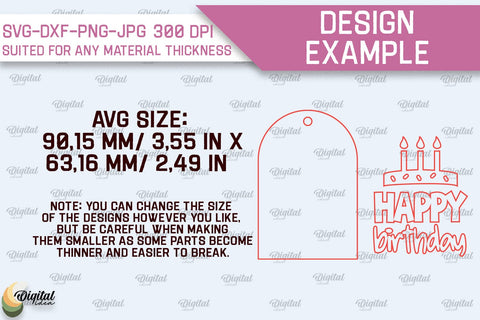 3D Happy Birthday Gift Tag Lasercut. Present label SVG SVG Evgenyia Guschina 