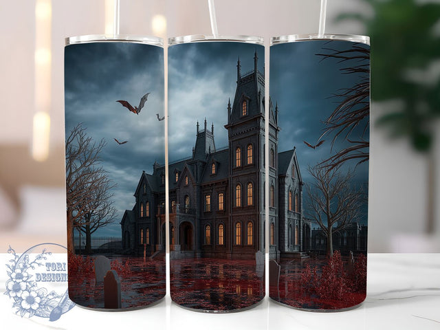 3D Haunted House Spooky Tumbler, 3D Halloween, Spooky Wrap, 20Oz Tumbler, Sublimation Design, Horror Theme, Scary Night Sublimation ToriDesigns 