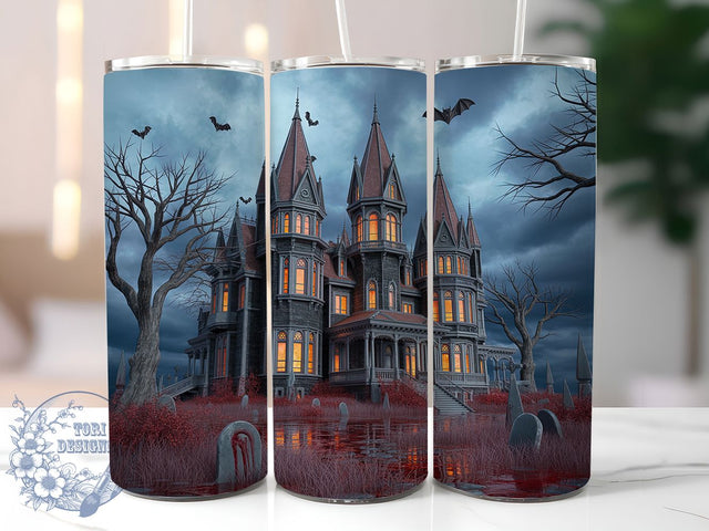 3D Haunted House Spooky Tumbler, 3D Halloween, Spooky Wrap, 20Oz Tumbler, Sublimation Design, Horror Theme, Scary Night Sublimation ToriDesigns 