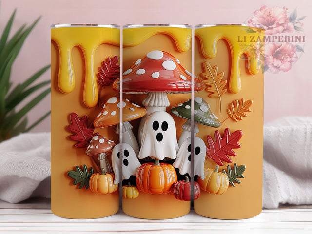 3D Haunted Mushroom Ghost Tumbler Wrap, Spooky Ghost Wrap, 20Oz Sublimation Design, Haunted Mushroom Cup, Halloween Drinkware Wrap, Gothic Ghost Tumbler, Creepy Forest Tumbler Sublimation Li Zamperini 