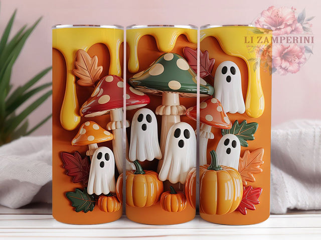 3D Haunted Mushroom Ghost Tumbler Wrap, Spooky Ghost Wrap, 20Oz Sublimation Design, Haunted Mushroom Cup, Halloween Drinkware Wrap, Gothic Ghost Tumbler, Creepy Forest Tumbler Sublimation Li Zamperini 