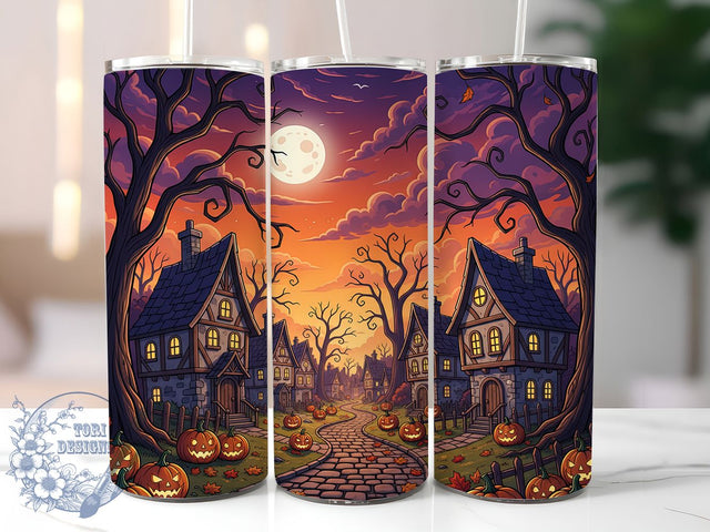 3D Haunted Pumpkin Halloween Tumbler, Haunted House Pumpkin Wrap, 20oz Tumbler Sublimation, Spooky Fall Design, Creepy Autumn Night Sublimation, Jack-o’-Lantern Mansion Tumbler, Ghostly Harvest Wrap Sublimation ToriDesigns 