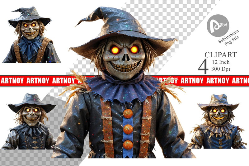 3D Haunted Scarecrow Clipart Sublimation artnoy 