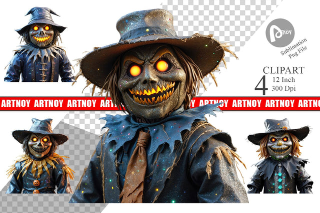 3D Haunted Scarecrow Clipart Sublimation artnoy 