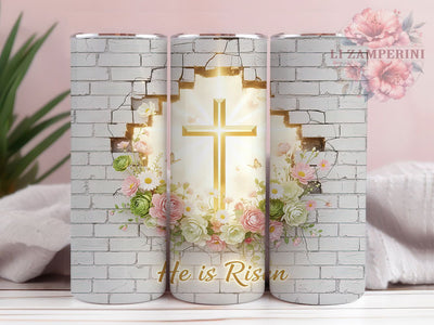 3D He Is Risen Cross Tumbler, Christian Cross Tumbler, Stylish 20oz Wrap, Sublimation Design, Trendy Gift Idea, Faith Cross Wrap, Inspirational Easter Tumbler Sublimation Li Zamperini 