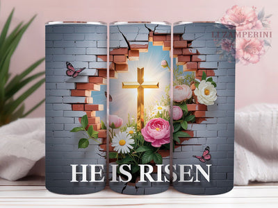 3D He Is Risen Cross Tumbler, Christian Cross Tumbler, Stylish 20oz Wrap, Sublimation Design, Trendy Gift Idea, Faith Cross Wrap, Inspirational Easter Tumbler Sublimation Li Zamperini 