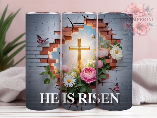 3D He Is Risen Cross Tumbler, Christian Cross Tumbler, Stylish 20oz Wrap, Sublimation Design, Trendy Gift Idea, Faith Cross Wrap, Inspirational Easter Tumbler Sublimation Li Zamperini 