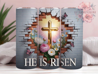 3D He Is Risen Cross Tumbler, Christian Cross Tumbler, Stylish 20oz Wrap, Sublimation Design, Trendy Gift Idea, Faith Cross Wrap, Inspirational Easter Tumbler Sublimation Li Zamperini 