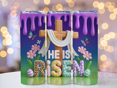 3D He Is Risen Easter Tumbler, Inflated Easter Tumbler, Christian Cross Wrap, Stylish 20oz Wrap, Sublimation Design, Trendy Gift Idea, Inspirational Easter Tumbler Sublimation SvggirlplusArt 