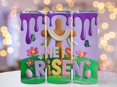 3D He Is Risen Easter Tumbler, Inflated Easter Tumbler, Christian Cross Wrap, Stylish 20oz Wrap, Sublimation Design, Trendy Gift Idea, Inspirational Easter Tumbler Sublimation SvggirlplusArt 