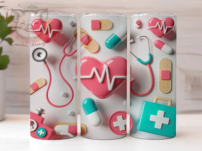 3D Healthcare Nurse Tumbler, Medical Theme, Healthcare Design, Caring Symbol, Professional Style, 20Oz Tumbler, Sublimation Wrap Sublimation Lara' s Designs 