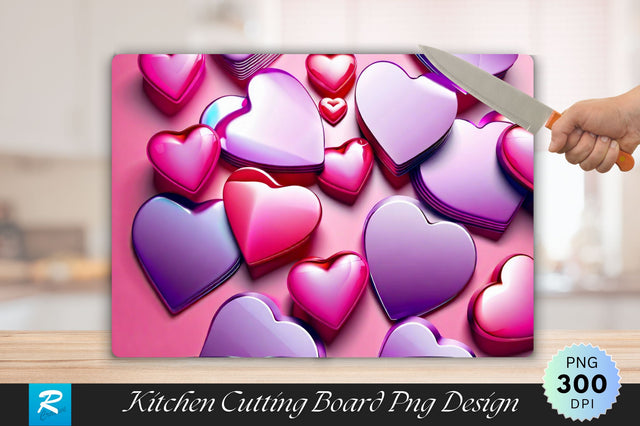3D Heart Cutting Board PNG Sublimation Regulrcrative 