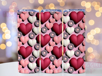 3D Heart Flower Valentine Tumbler, Romantic Floral Wrap, Cute Valentine Cup, Love Sublimation Design, Valentine Gift Tumbler, Sweet Heart Flower Wrap, Adorable Floral Cup Sublimation SvggirlplusArt 