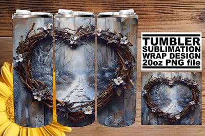 3D Heart Frame Christmas Scene Tumbler Wrap for Sublimation Sublimation afrosvg 