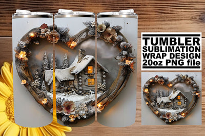 3D Heart Frame Holiday Tumbler Wrap for Sublimation Sublimation afrosvg 