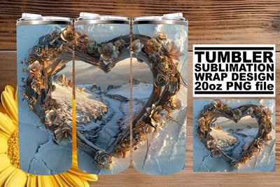3D Heart Frame Holiday Tumbler Wrap for Sublimation Sublimation afrosvg 