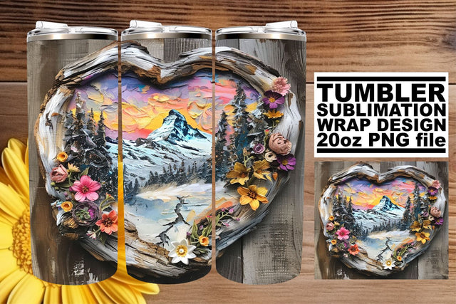 3D Heart Frame Tumbler Wrap Christmas Winter Sublimation Sublimation afrosvg 