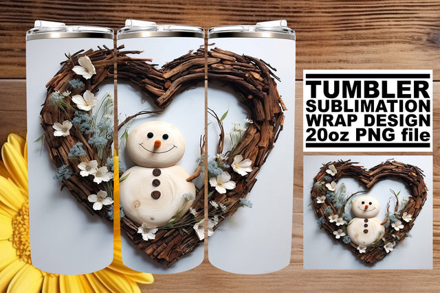 3D Heart Frame Tumbler Wrap Christmas Winter Sublimation Sublimation afrosvg 
