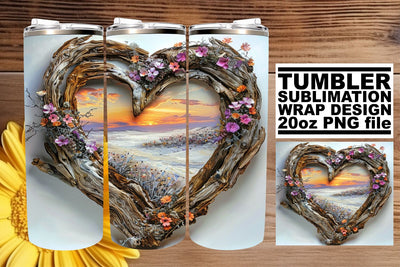 3D Heart Frame Winter Holiday Tumbler Wrap Sublimation Sublimation afrosvg 