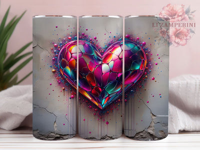 3D Heart Hole Valentine Tumbler, Valentine Heart Wrap, Romantic 3D Cup, 20oz Sublimation Wrap, Stylish Valentine Design Tumbler, Artistic Heart Hole Cup, Whimsical Love Theme Wrap Sublimation Li Zamperini 