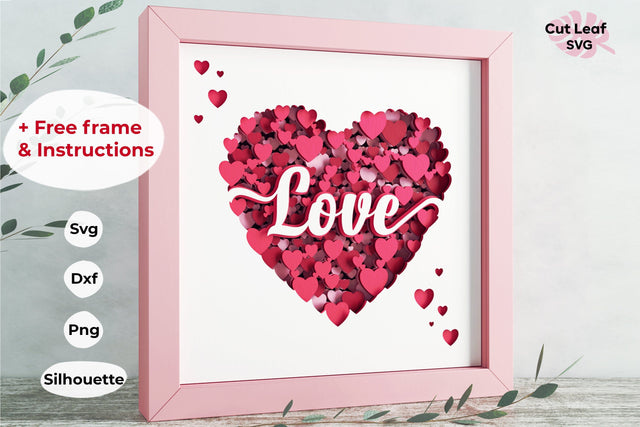 3d Heart svg - Shadow box svg, Valentine svg, Love svg 3D Paper CutLeafSvg 