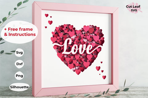 3d Heart svg - Shadow box svg, Valentine svg, Love svg 3D Paper CutLeafSvg 