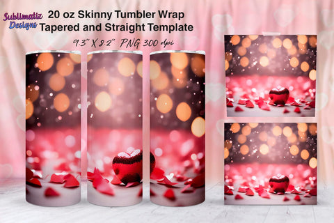 3D Heart Valentines Tumbler Wrap | Valentine's Background 20oz Skinny Tumbler Wrap Sublimation Sublimatiz Designs 