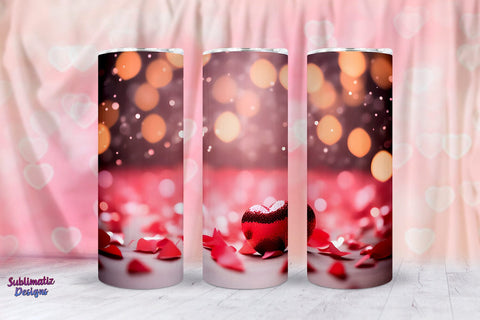 3D Heart Valentines Tumbler Wrap | Valentine's Background 20oz Skinny Tumbler Wrap Sublimation Sublimatiz Designs 