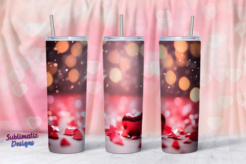 3D Heart Valentines Tumbler Wrap | Valentine's Background 20oz Skinny Tumbler Wrap Sublimation Sublimatiz Designs 