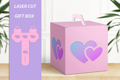 3d Hearts gift box svg laser cut, Valentines day candy box 3D Paper AnastasiyaArtDesign 