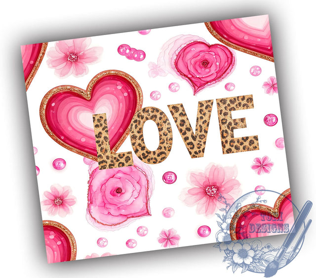 3D Hearts Love 20oz Tumbler, Valentine's Day Cup, Pink Love Tumbler Wrap, Cute Heart Design, 20oz Sublimation, Romantic Gift, Valentine's Drinkware Sublimation ToriDesigns 