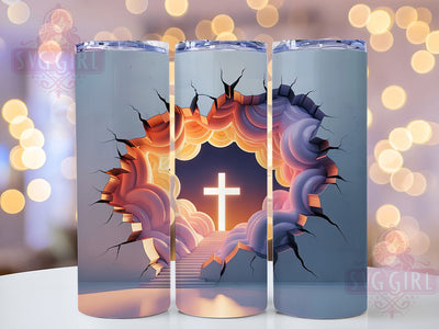 3D Heaven Faith Cross Tumbler, Heaven Cross Tumbler, Spiritual Wall Wrap, Faith Cross Wrap, Whimsical Heaven Wrap, Sublimation Design, Trendy Gift Idea Sublimation SvggirlplusArt 