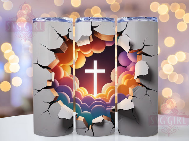 3D Heaven Faith Cross Tumbler, Heaven Cross Tumbler, Spiritual Wall Wrap, Faith Cross Wrap, Whimsical Heaven Wrap, Sublimation Design, Trendy Gift Idea Sublimation SvggirlplusArt 