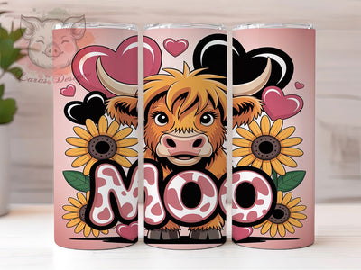 3D Highland Cow Tumbler, Moo Cow Wrap, Realistic Farm Animal Sublimation, Funny Cow Cup, 20Oz Skinny Tumbler Wrap, Rustic Moo Mug, Highland Cow Design Sublimation Lara' s Designs 