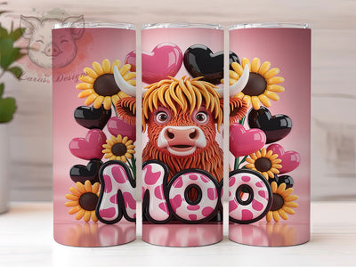3D Highland Cow Tumbler, Moo Cow Wrap, Realistic Farm Animal Sublimation, Funny Cow Cup, 20Oz Skinny Tumbler Wrap, Rustic Moo Mug, Highland Cow Design Sublimation Lara' s Designs 