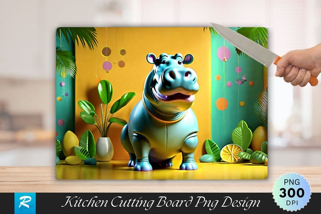 3D Hippo Cutting Board PNG Sublimation Regulrcrative 