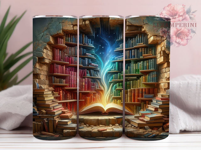 3D Hole in a Brick Wall Books 20oz Tumbler Wrap PNG, Book Shelves Tumbler Png, Straight & Tapered Tumbler Wrap, Instant Digital Download Sublimation Li Zamperini 
