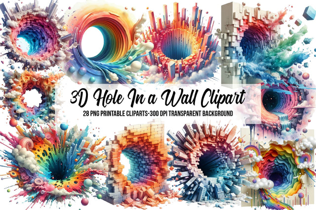3D Hole In a Wall Clipart Sublimation Rupkotha 